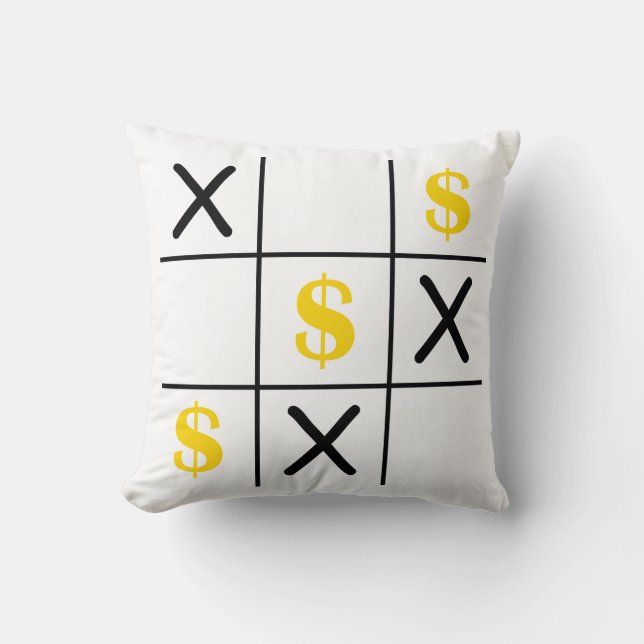 Dollar Tic Tac Toe Throw Pillow (Front)
