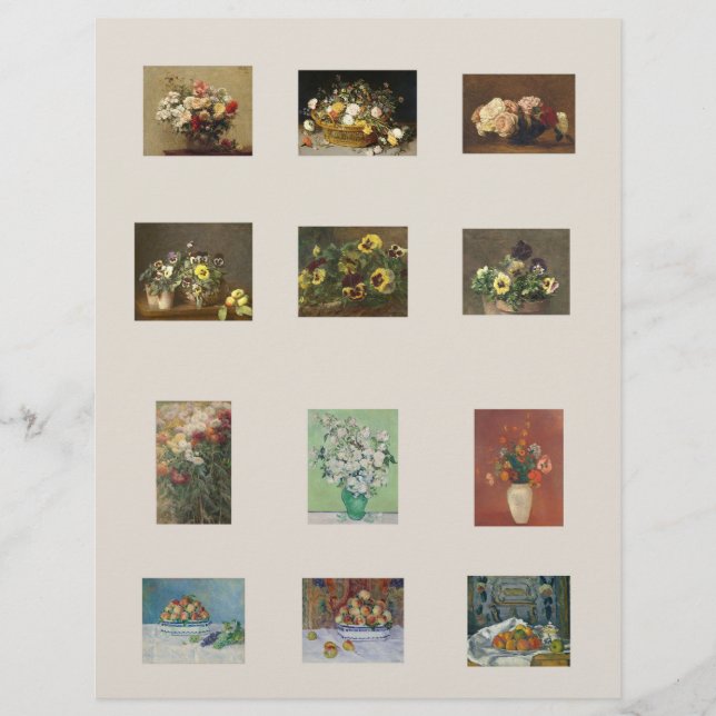 Dollhouse miniature printable flower paintings (Front)