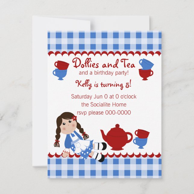 Dollies Tea Party Invitation (Front)