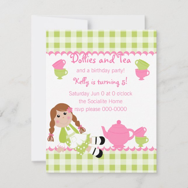 Dollies Tea Party Invitation (Front)
