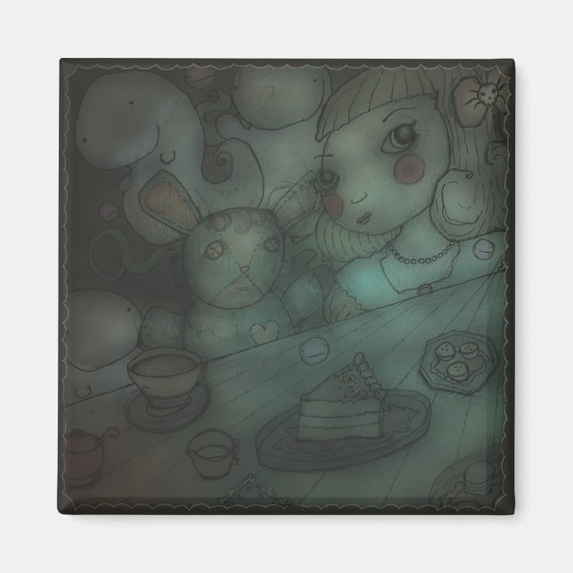 dolls come to life: doll tea party magnet (Front)