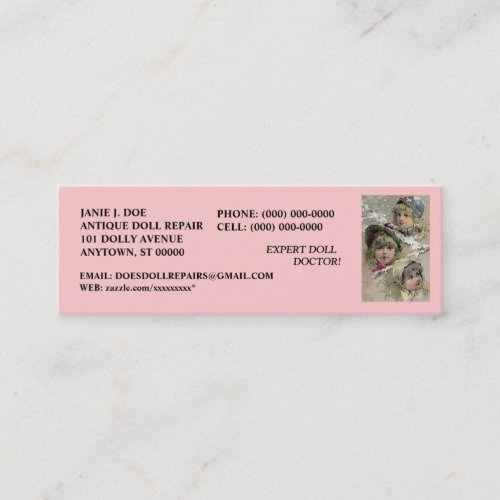 DOLLS DOLL BUSINESS CONTACT INFO   BOOKMARK CARD