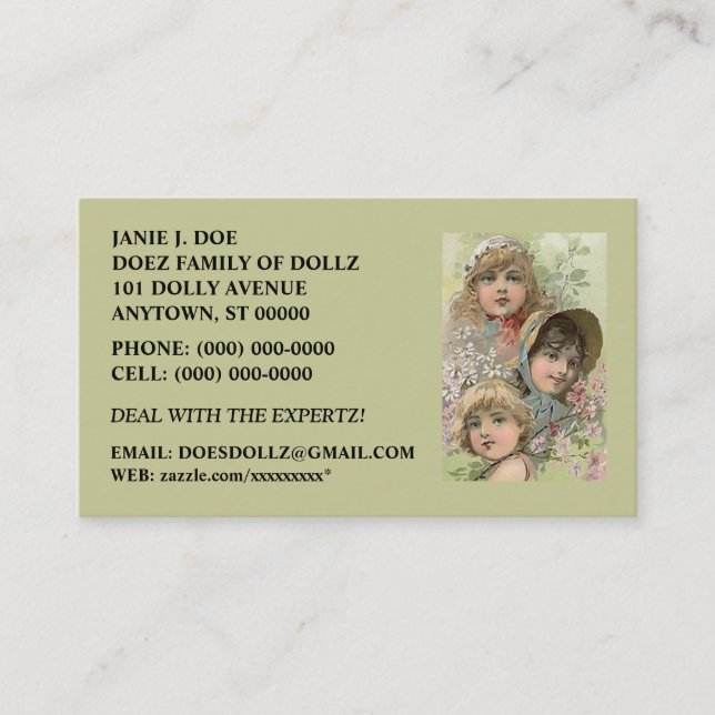 DOLLS DOLL BUSINESS CONTACT INFO EXCHANGE CARD (Front)
