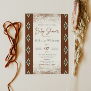 DOLLY Aztec Rustic Western Baby Shower Invitation