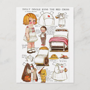 Dolly Dingle Joins the Red Cross Nursing PaperDoll Postcard
