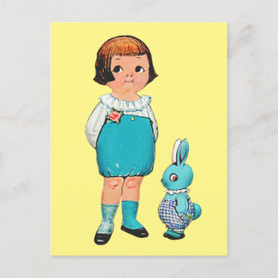 DOLLY DINGLE PAPER DOLL & BUNNY EASTER POSTCARDS