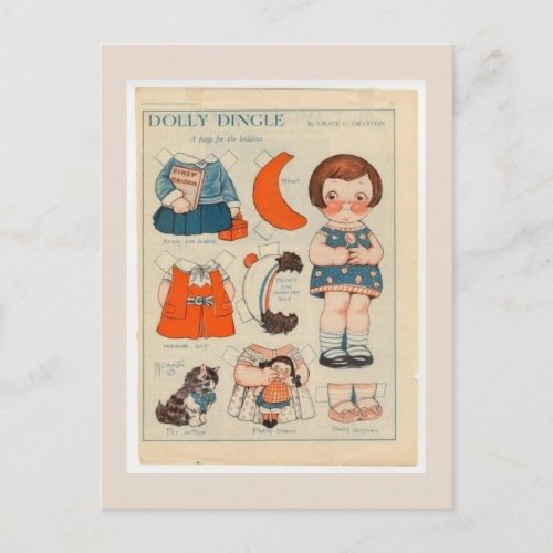 DOLLY DINGLE PAPER DOLL POSTCARD