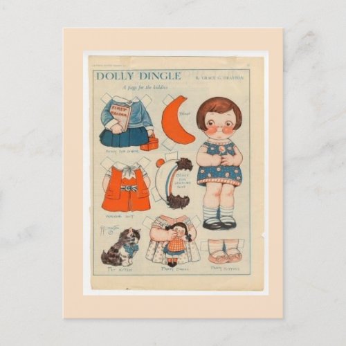 DOLLY DINGLE PAPER DOLL POSTCARD