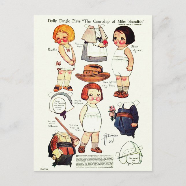 Dolly Dingle Play Boy and Girls Paper Dolls Postcard (Front)