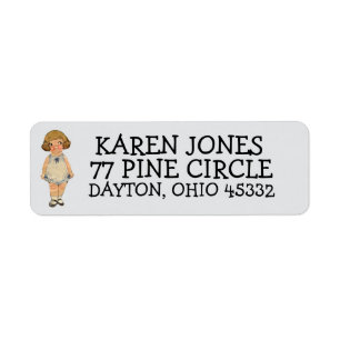 DOLLY DINGLE RETRO DOLL RETURN ADDRESS LABELS