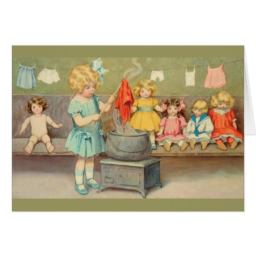 Dolly Laundry Girl Vintage Playing Dolls Cute