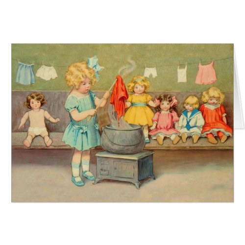 Dolly Laundry Girl Vintage Playing Dolls Cute