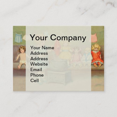 Dolly Laundry Girl Vintage Playing Dolls Cute Business Card