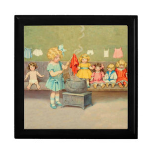Dolly Laundry Girl Vintage Playing Dolls Cute Jewelry Box