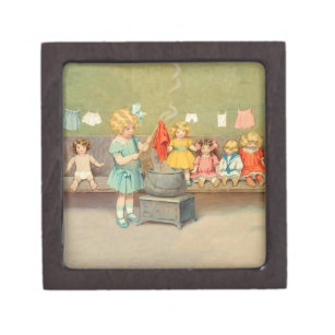 Dolly Laundry Girl Vintage Playing Dolls Cute Keepsake Box