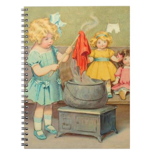 Dolly Laundry Girl Vintage Playing Dolls Cute Notebook