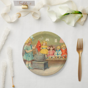Dolly Laundry Girl Vintage Playing Dolls Cute Paper Plates