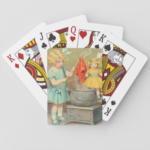 Dolly Laundry Girl Vintage Playing Dolls Cute Poker Cards