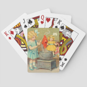 Dolly Laundry Girl Vintage Playing Dolls Cute Poker Cards