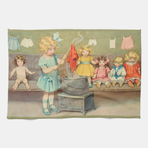 Dolly Laundry Girl Vintage Playing Dolls Cute Towel