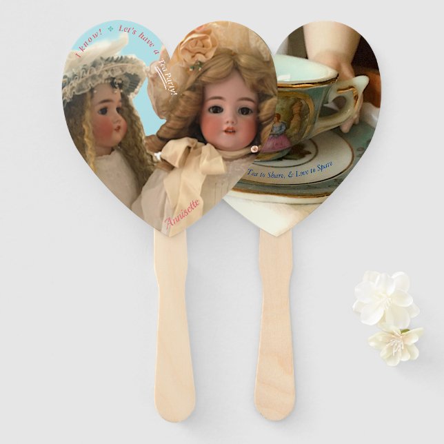 Dolly Tea Party Birthday Fan Favors (Front and Back)