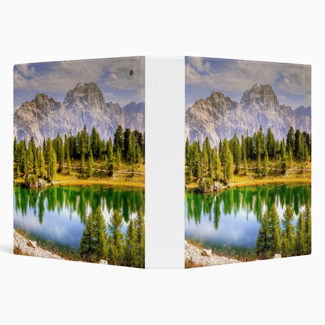 Dolomite Mountains and Lake Stunning Landscape 3 Ring Binder (Background)
