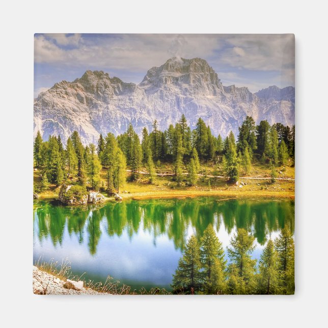 Dolomite Mountains and Lake Stunning Landscape Magnet (Front)