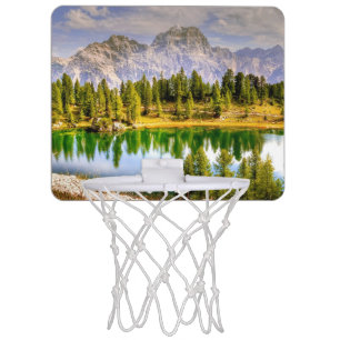 Dolomite Mountains and Lake Stunning Landscape Mini Basketball Hoop