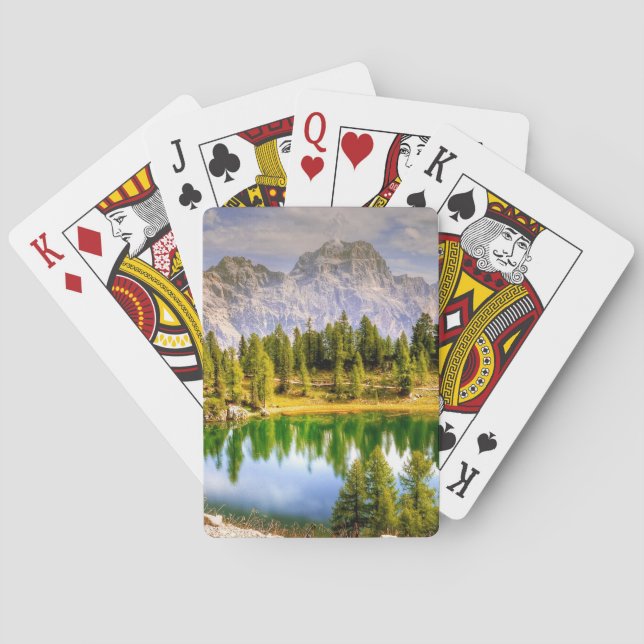 Dolomite Mountains and Lake Stunning Landscape Poker Cards (Back)