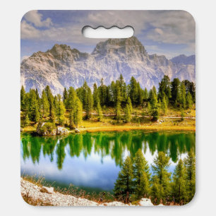 Dolomite Mountains and Lake Stunning Landscape Seat Cushion