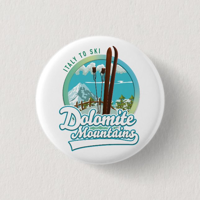 Dolomite mountains Italy ski logo  Button (Front)