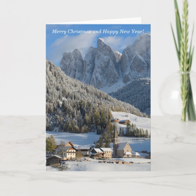 Dolomites Alps village Christmas card (Front)