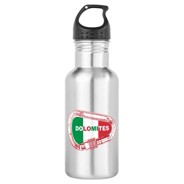 Dolomites Climbing Carabiner Stainless Steel Water Bottle (Front)