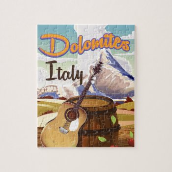 Dolomites Italy Travel Poster Jigsaw Puzzle by bartonleclaydesign at Zazzle