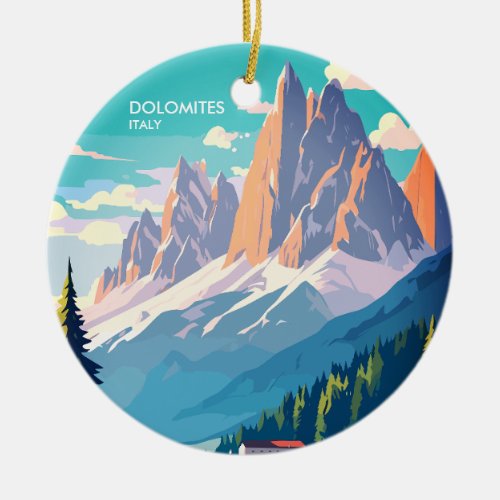 Dolomites Italy Vintage Travel Ceramic Ornament