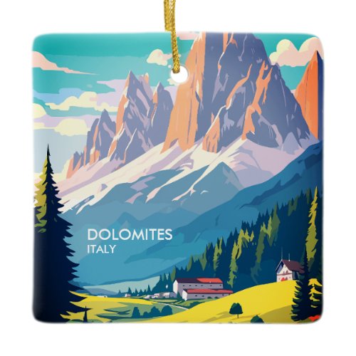 Dolomites Italy Vintage Travel Ceramic Ornament