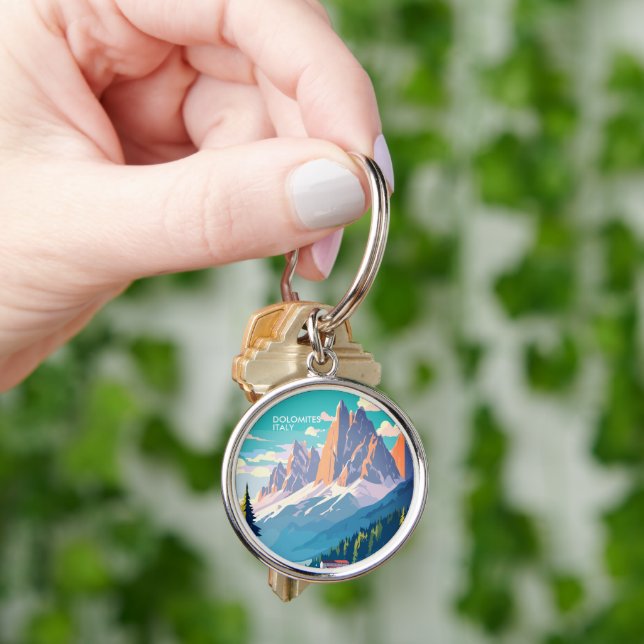 Dolomites Italy Vintage Travel Keychain (Hand)