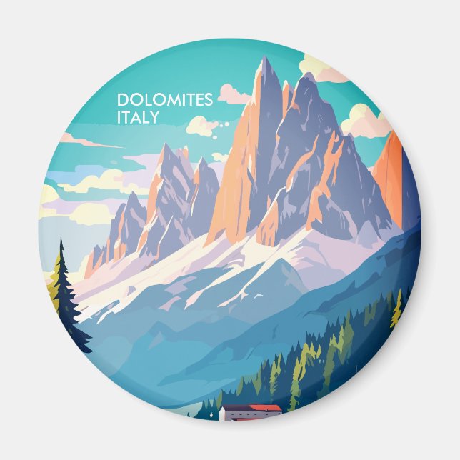 Dolomites Italy Vintage Travel Magnet (Front)