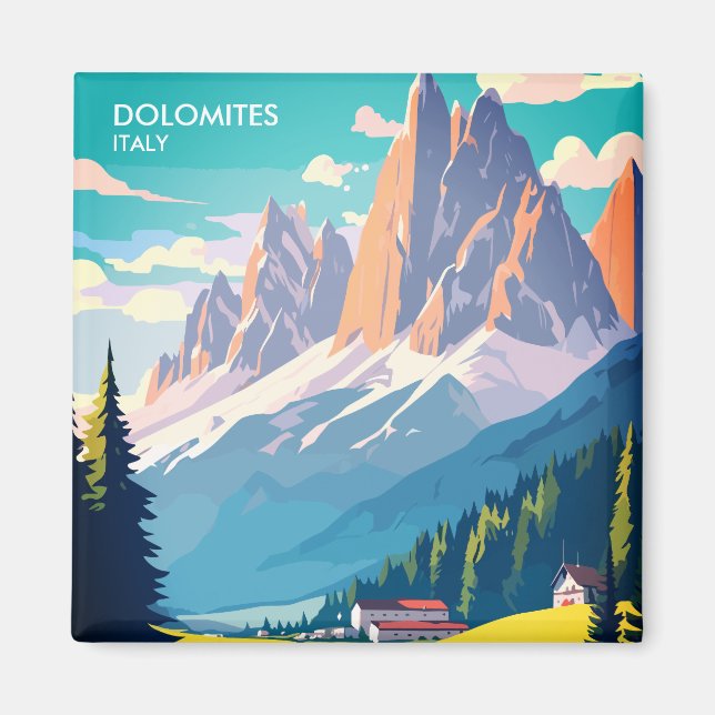 Dolomites Italy Vintage Travel Magnet (Front)