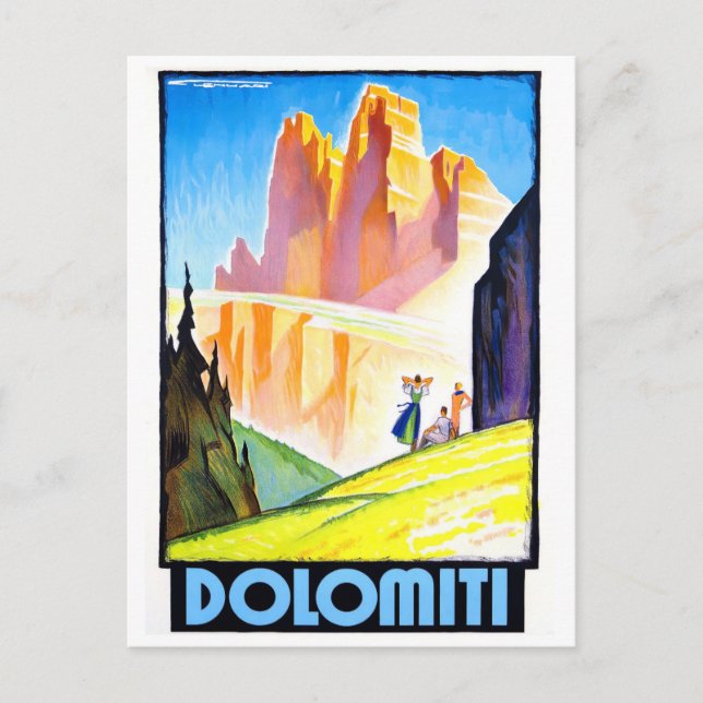 Dolomites Italy vintage travel  Postcard (Front)