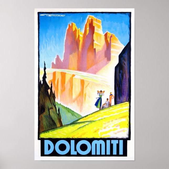 Dolomites Italy vintage travel Poster (Front)