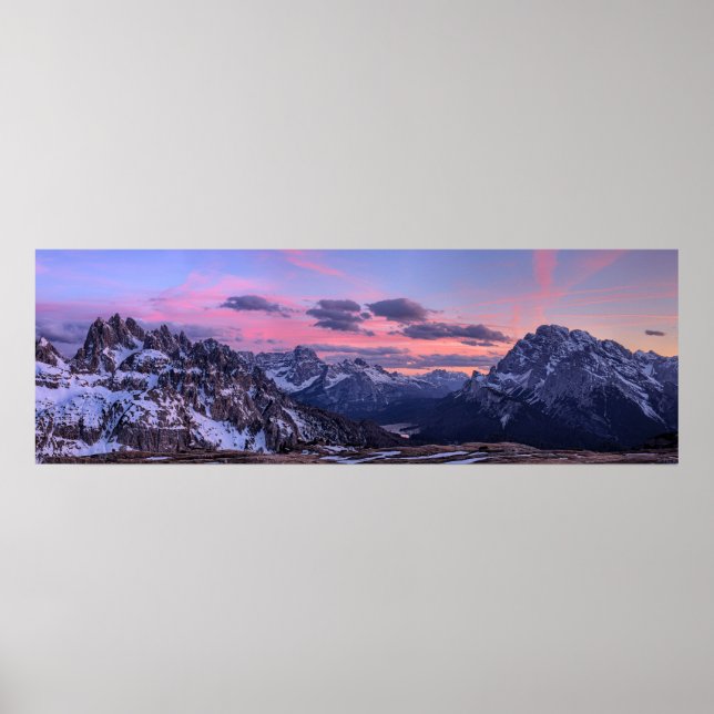 Dolomites Mountain Range, Italy Panorama Poster (Front)