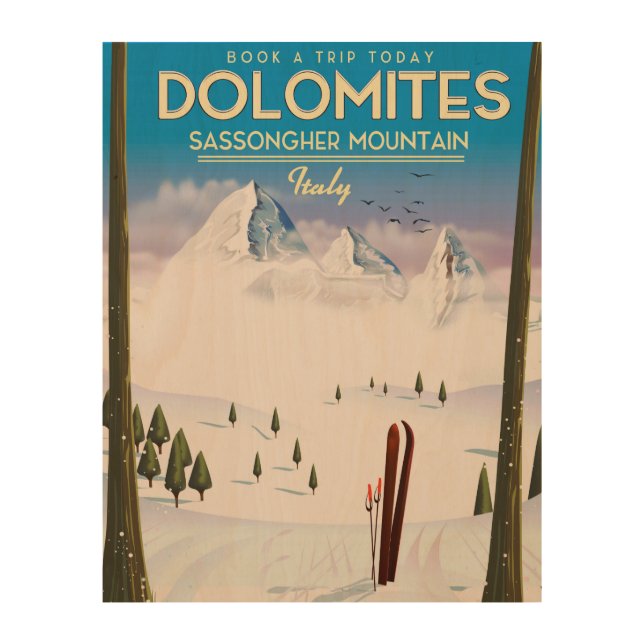 Dolomites  Sassongher Mountain Italy travel poster (Front)