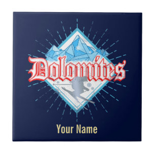 Dolomites South Tirol Retro Skier Vintage Ski Ceramic Tile