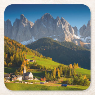 Dolomites village in fall coaster
