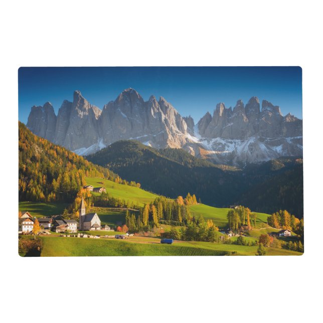 Dolomites village in fall placemat (Front)