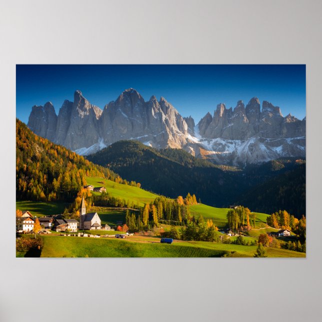 Dolomites village in fall poster (Front)