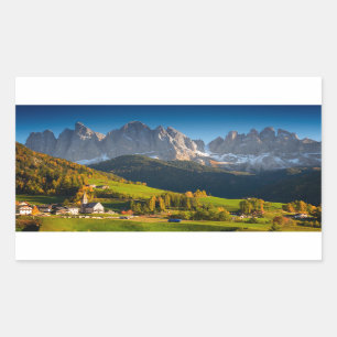 Dolomites village in fall rectangular sticker