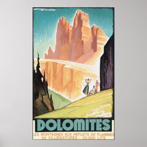 Dolomites Vintage Travel Poster