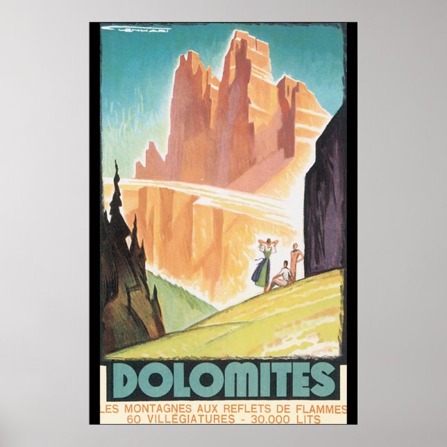 Dolomites Vintage Travel Poster (Front)